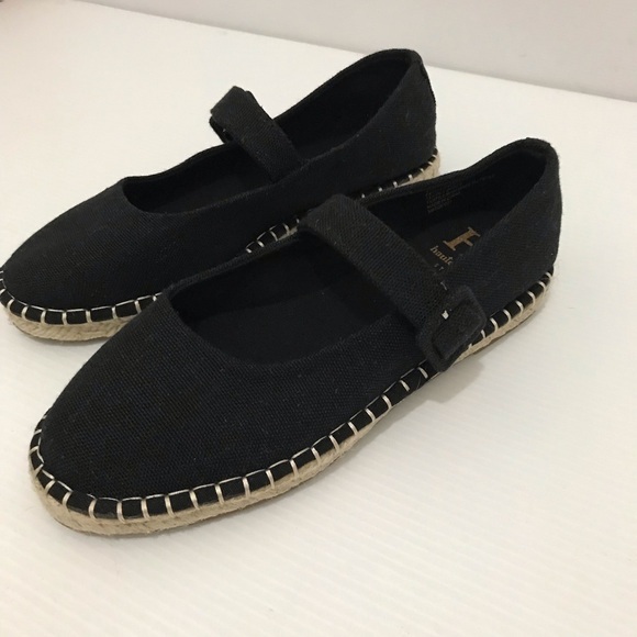 Haute Hippie Shoes - Haute Hippie Black Canvas Mary Jane Espadrilles
